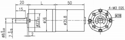 9V-16V 36 mm OD borstelloze DC versnellingsmotor 4 polen