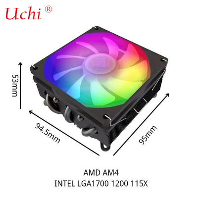 Verwarmingspijp Radiator I3 I5 I7 I9 Lga775 1150 1151 1155 1156 1700 1366 2011 AMD AM4 AM5 Universele horizontale CPU koeler Fan Zwart