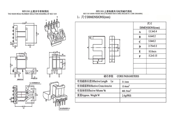 BEE1301 EE13 Horizontale 5+2PIN Distributie Led Voedingstransformator