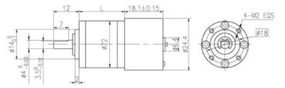 BLDC Planetaire versnellingsmotor ingebouwde bestuurder met 22 mm OD Planetaire versnellingsbak 12 polen