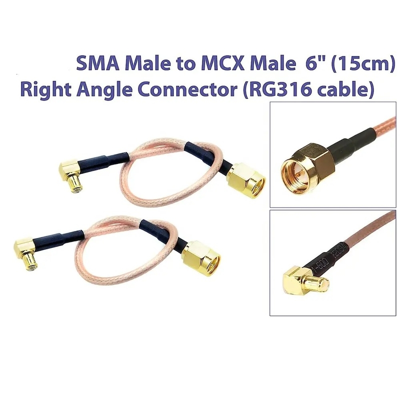 Low Loss Cable SMA-Male To MCX Male Rechte Hoek 6 Inches 15cm Connector RF RG316 Coaxial Antenna Pigtail