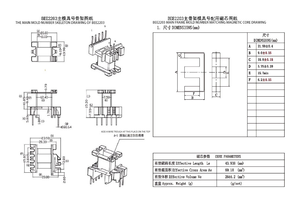 BEE2203 EE22 Verticale Verbreedde 5 2PIN Stroomverdelingstransformator Ultieme Driefasige Stroomoplossing