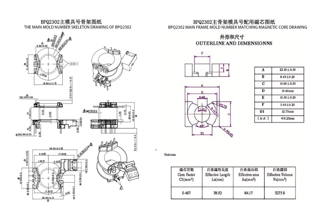 BPQ2302 PQ23 Verticaal 4 2 2 PIN Hoofdvermogenstransformator Sleutel tot stroomverdeling